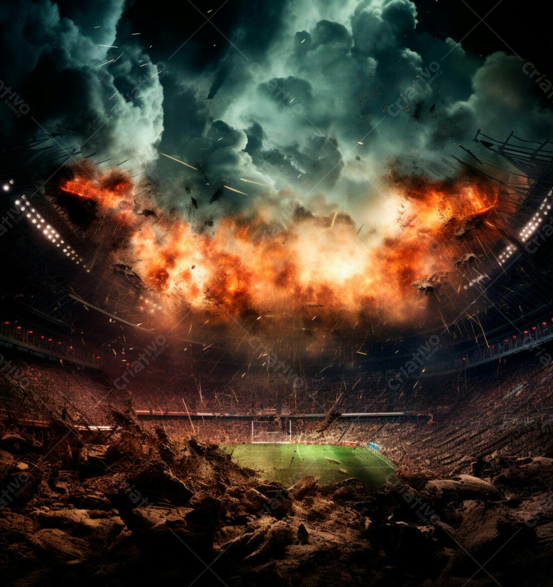Estádio destruído por catástrofe