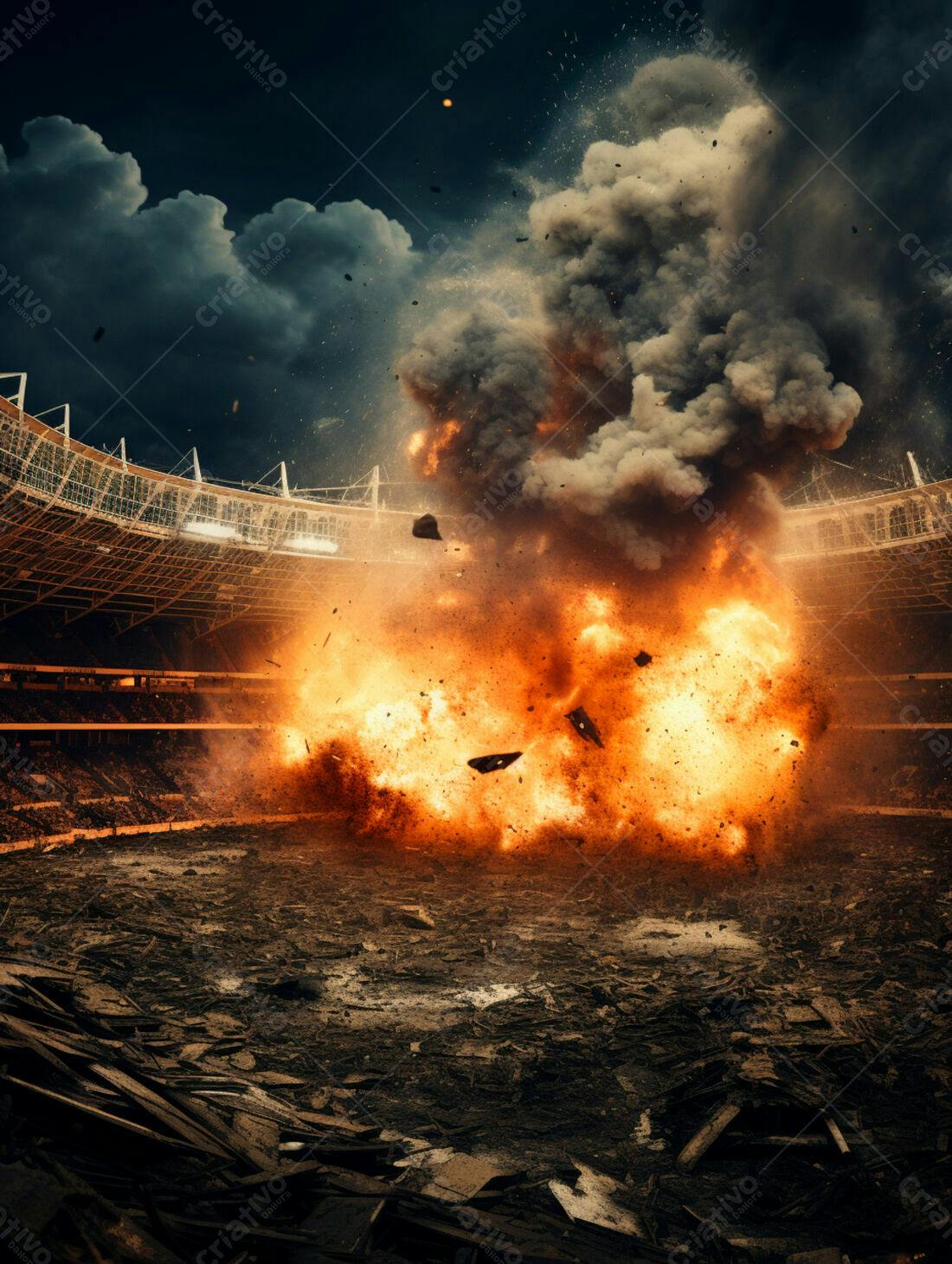 Explosão em Estádio Destruído