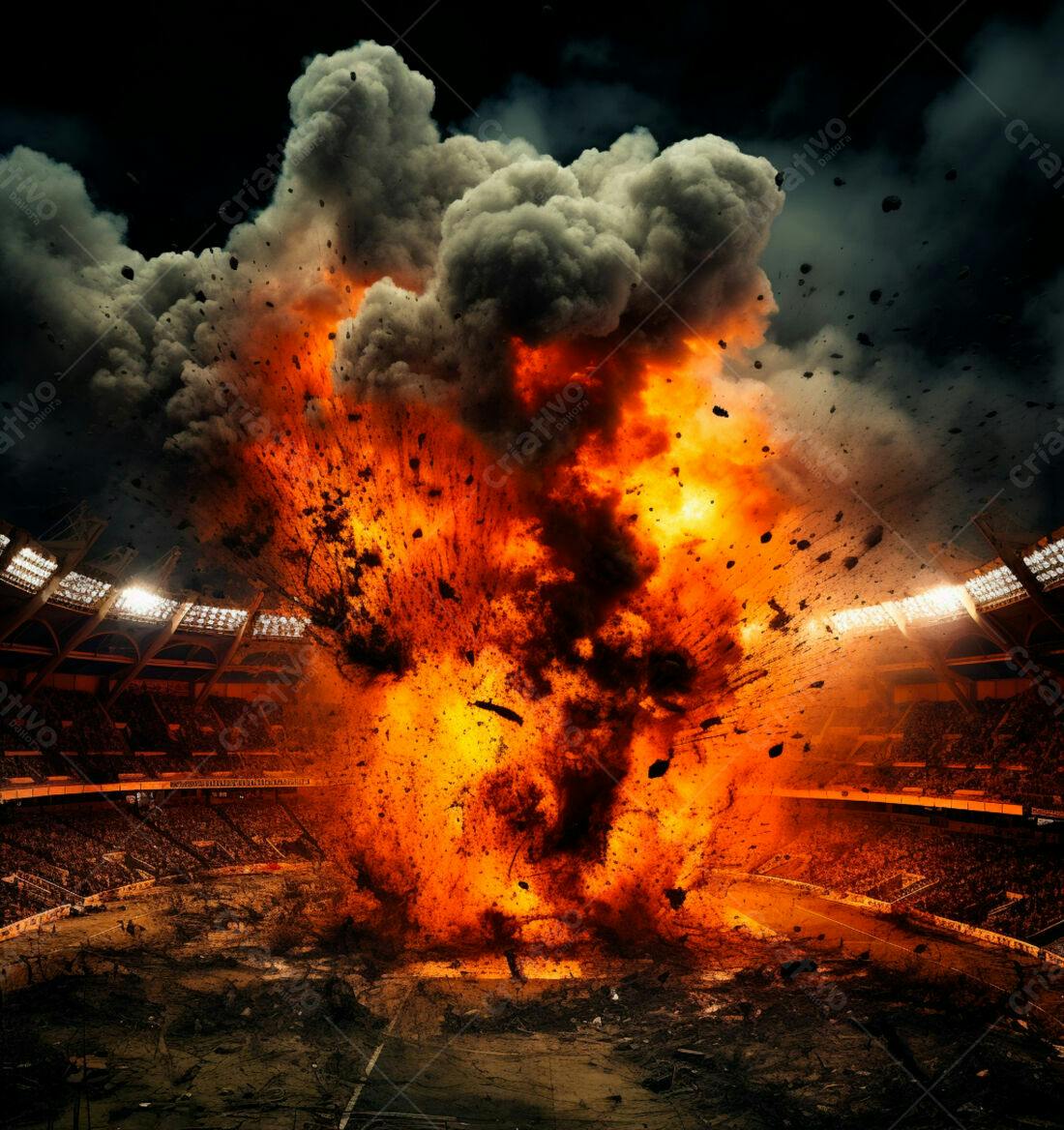 Explosão gigante em estádio lotado