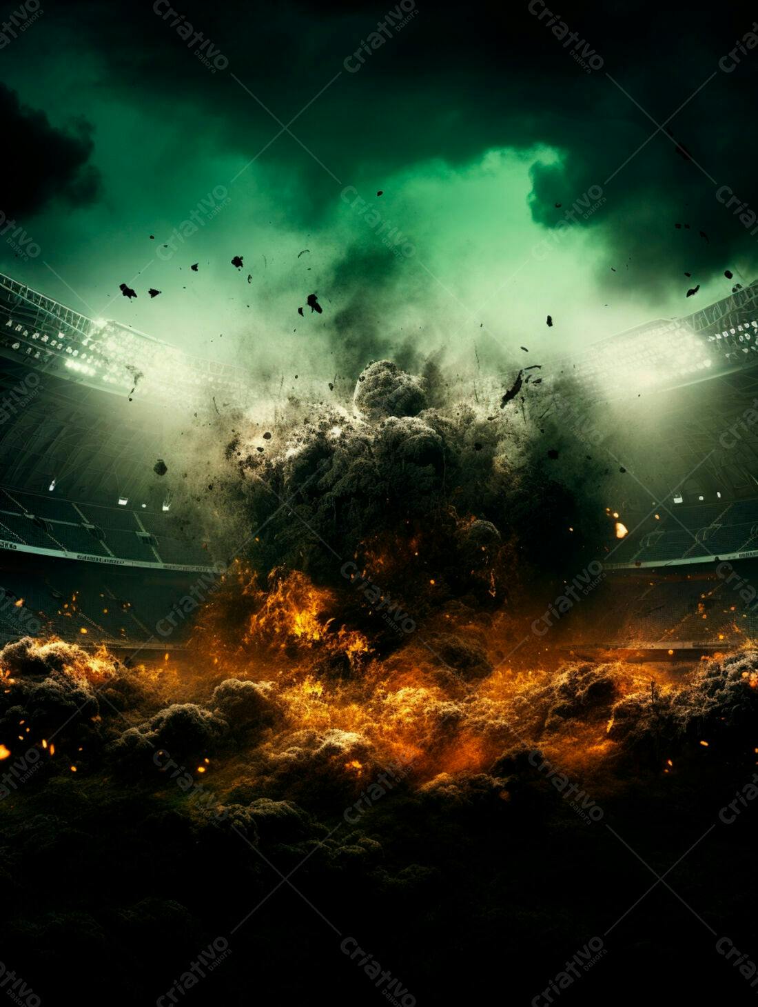 Explosão de fogo em estádio esportivo