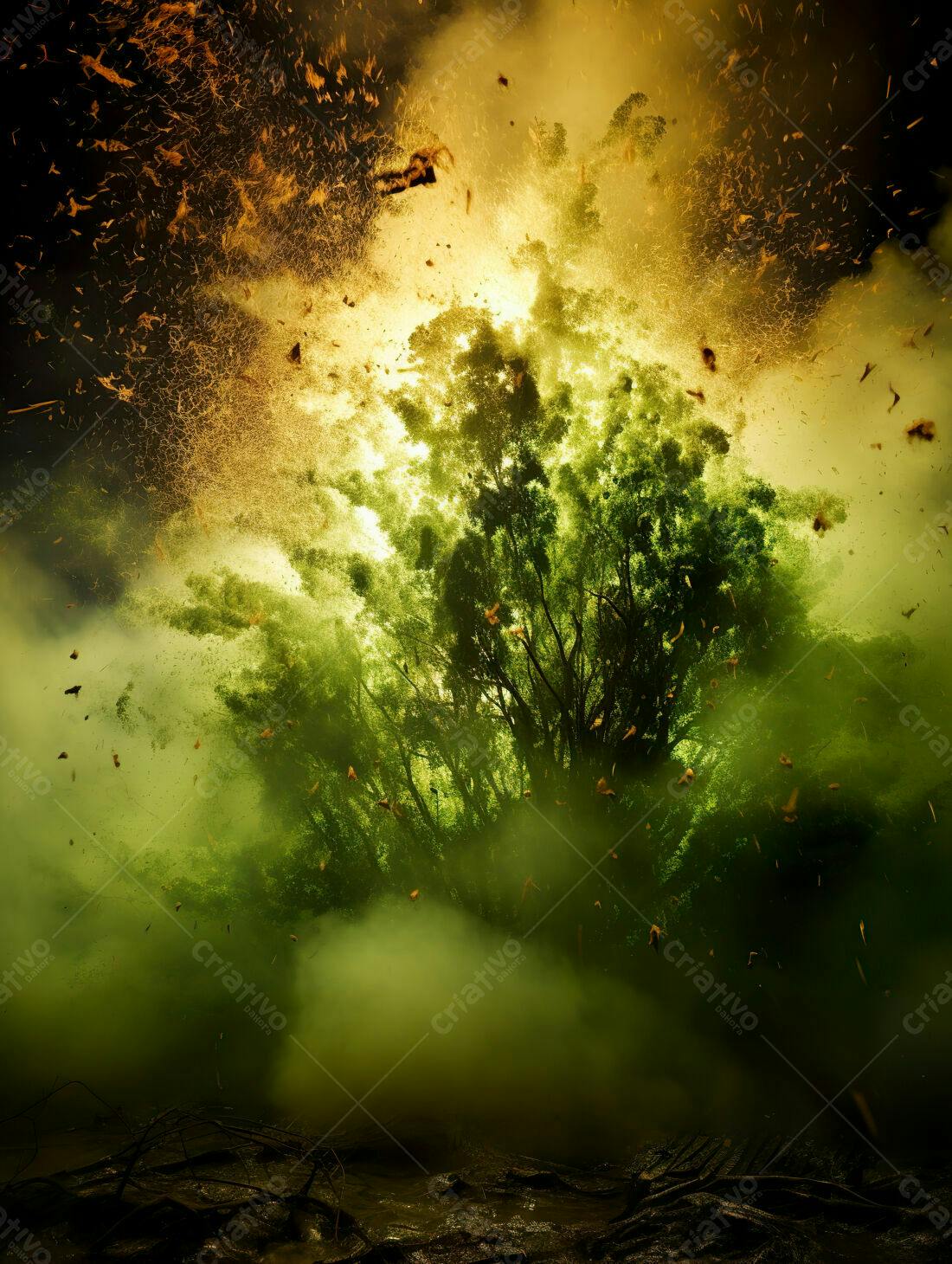 Explosão verde em floresta com árvores frondosas
