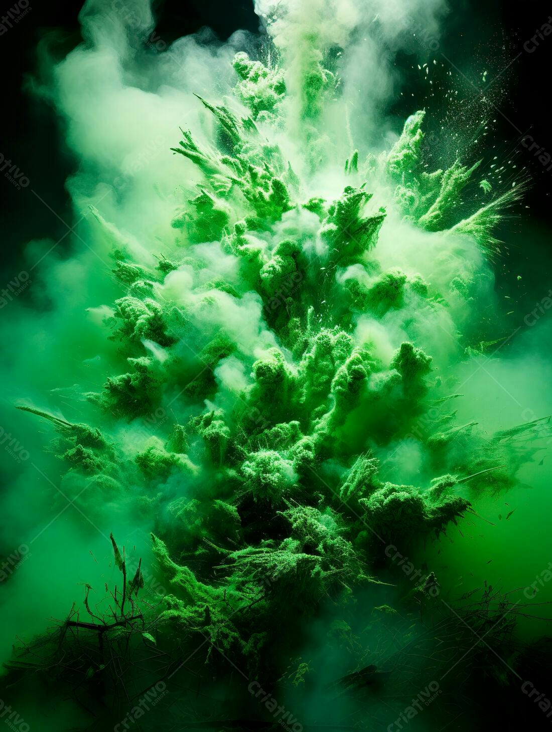 Explosão Verde de Pó Colorido