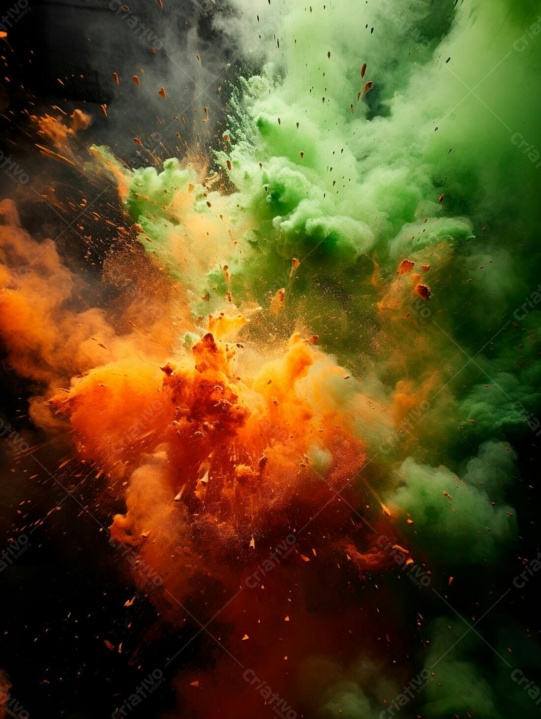 Explosão de cores laranja e verde