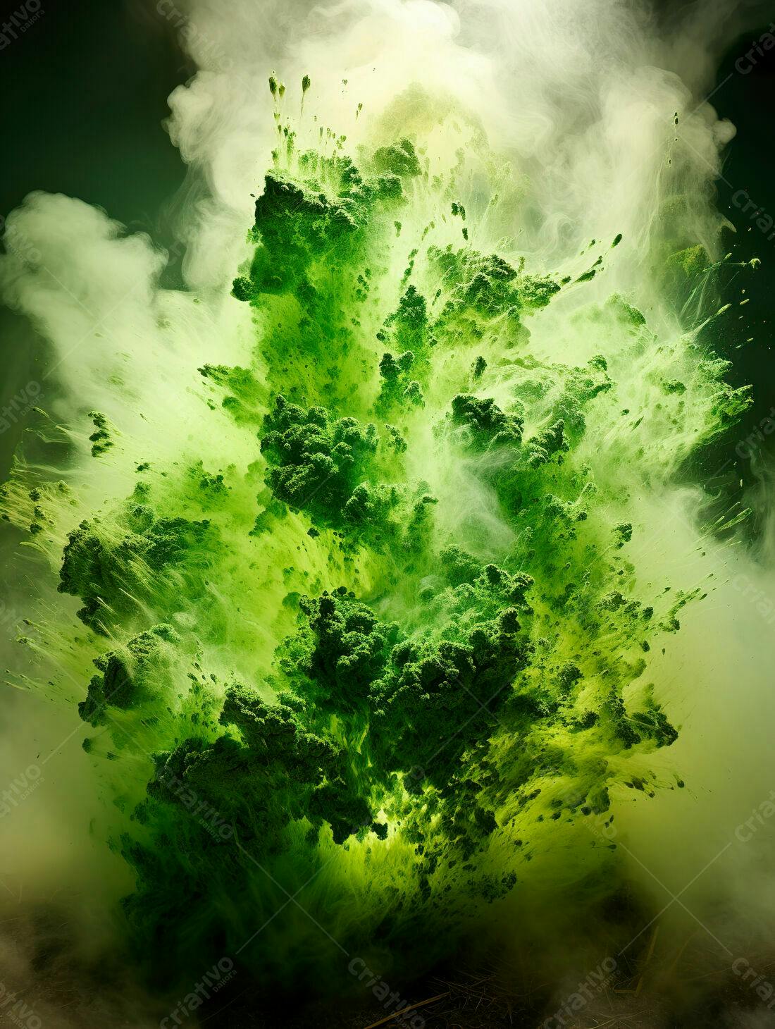 Explosão Verde de Pó Colorido