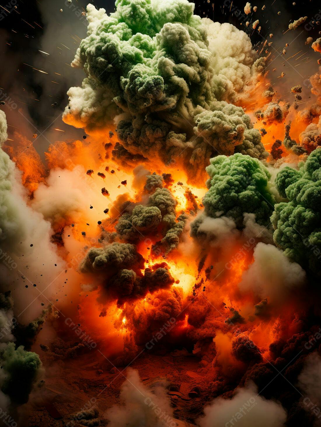 Explosão de cores vibrantes e fumaça
