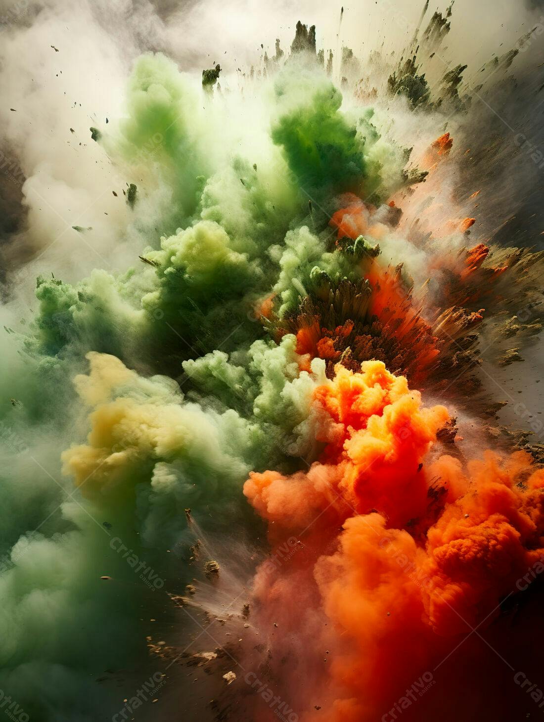 Explosão de cores vibrantes em pó