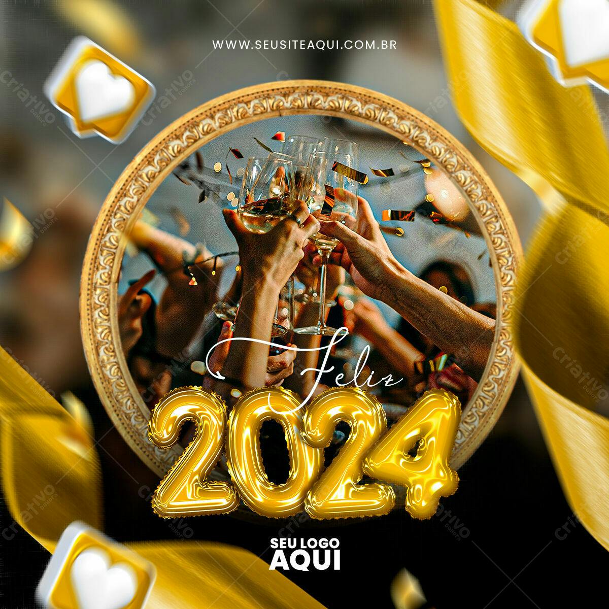 Flyer para Réveillon 2024 PSD Editável