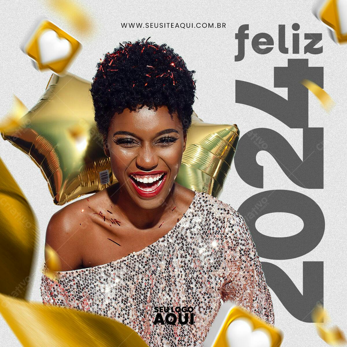 Flyer Ano Novo Feliz 2024 PSD Editável