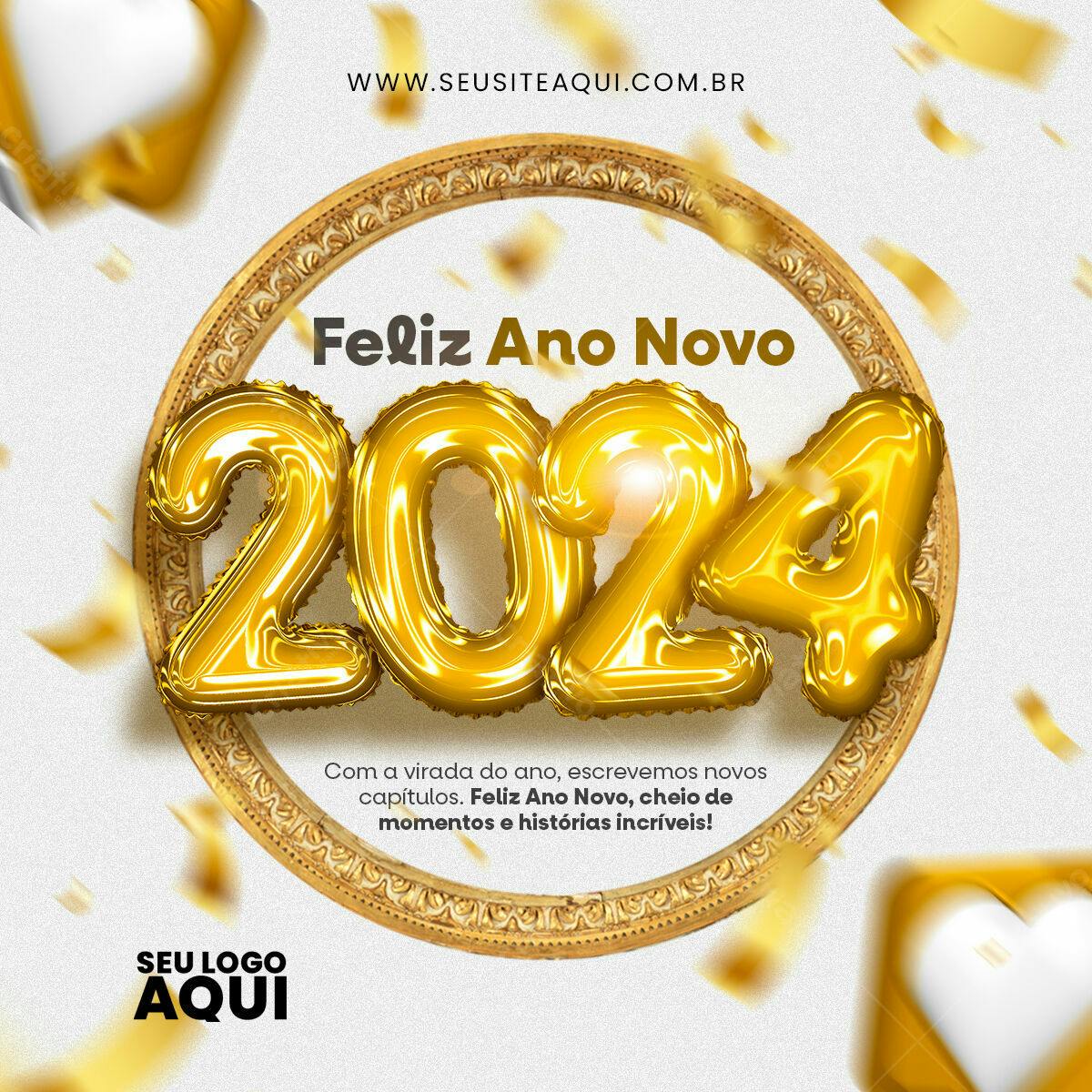 Postagem Feliz Ano Novo 2024 PSD Editável