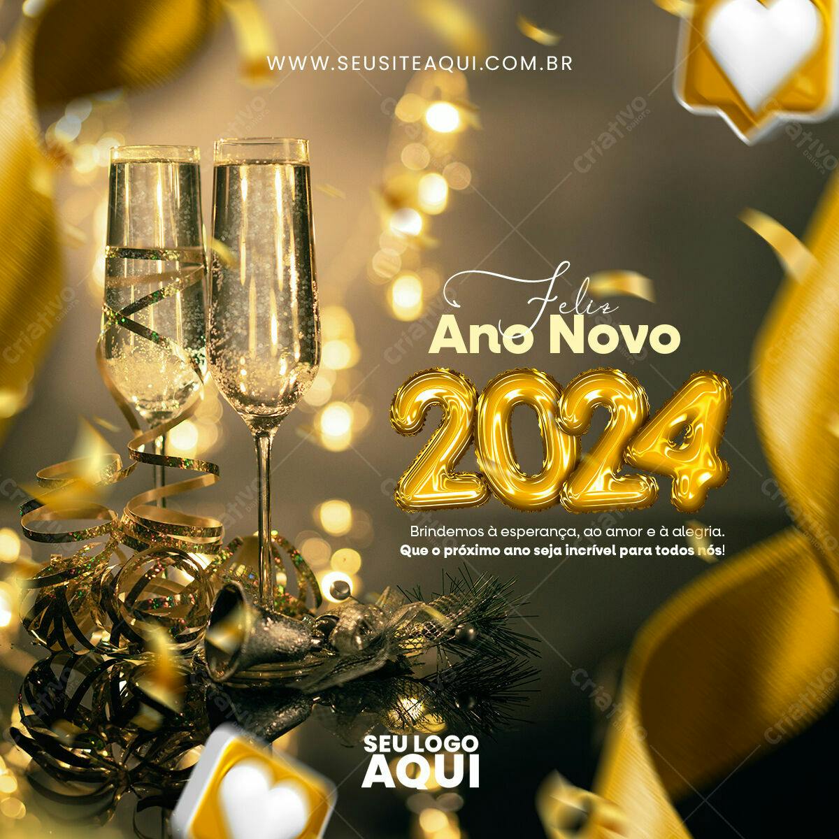 Postagem Ano Novo 2024 PSD Editável