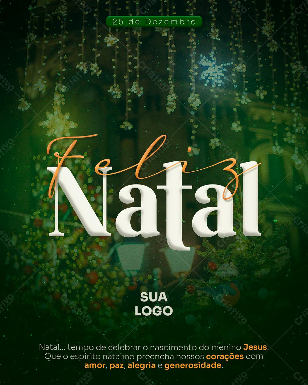 Postagem Natalina Feliz Natal PSD Editável