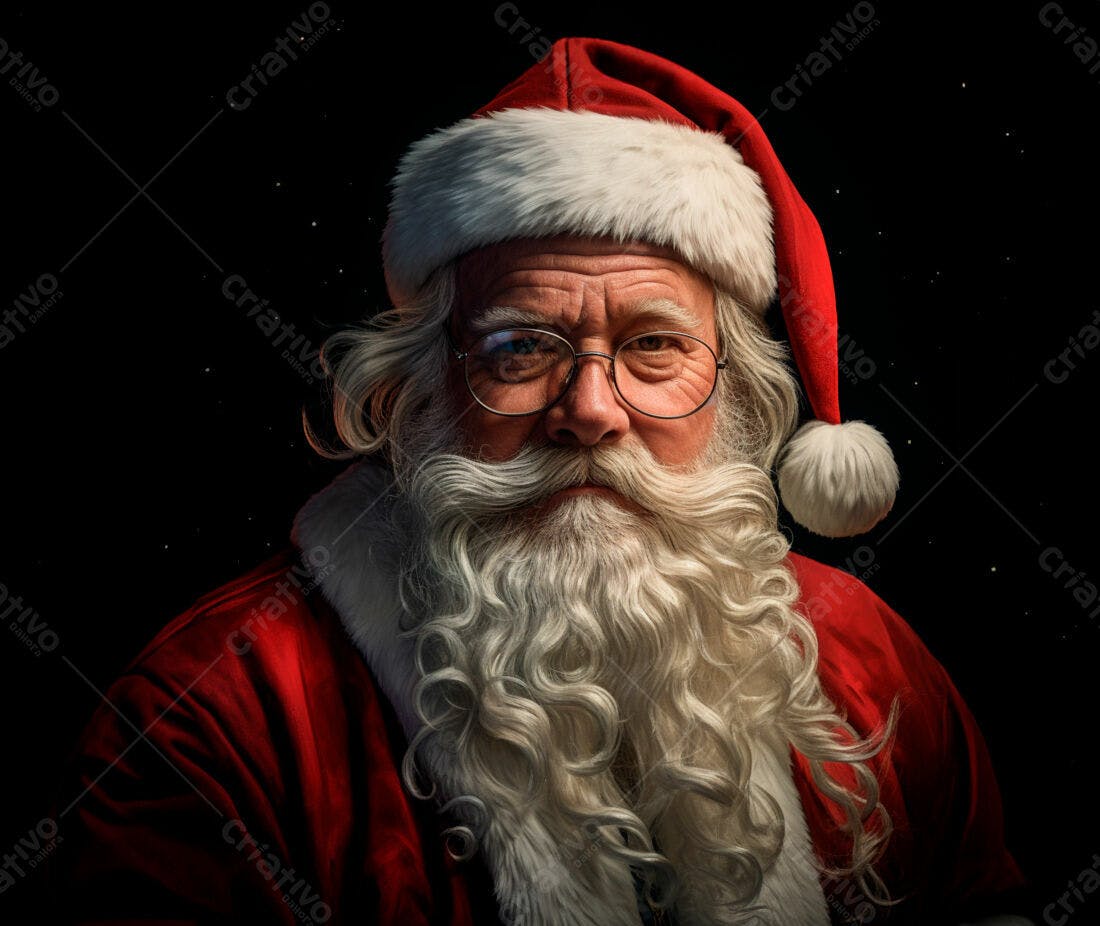 Papai Noel sorrindo fundo preto Natal