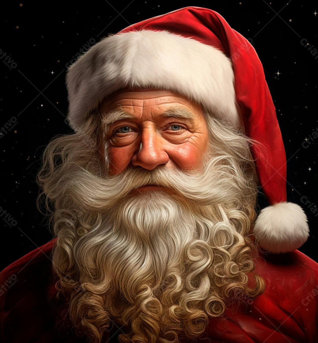 Papai Noel sorrindo fundo escuro Natal