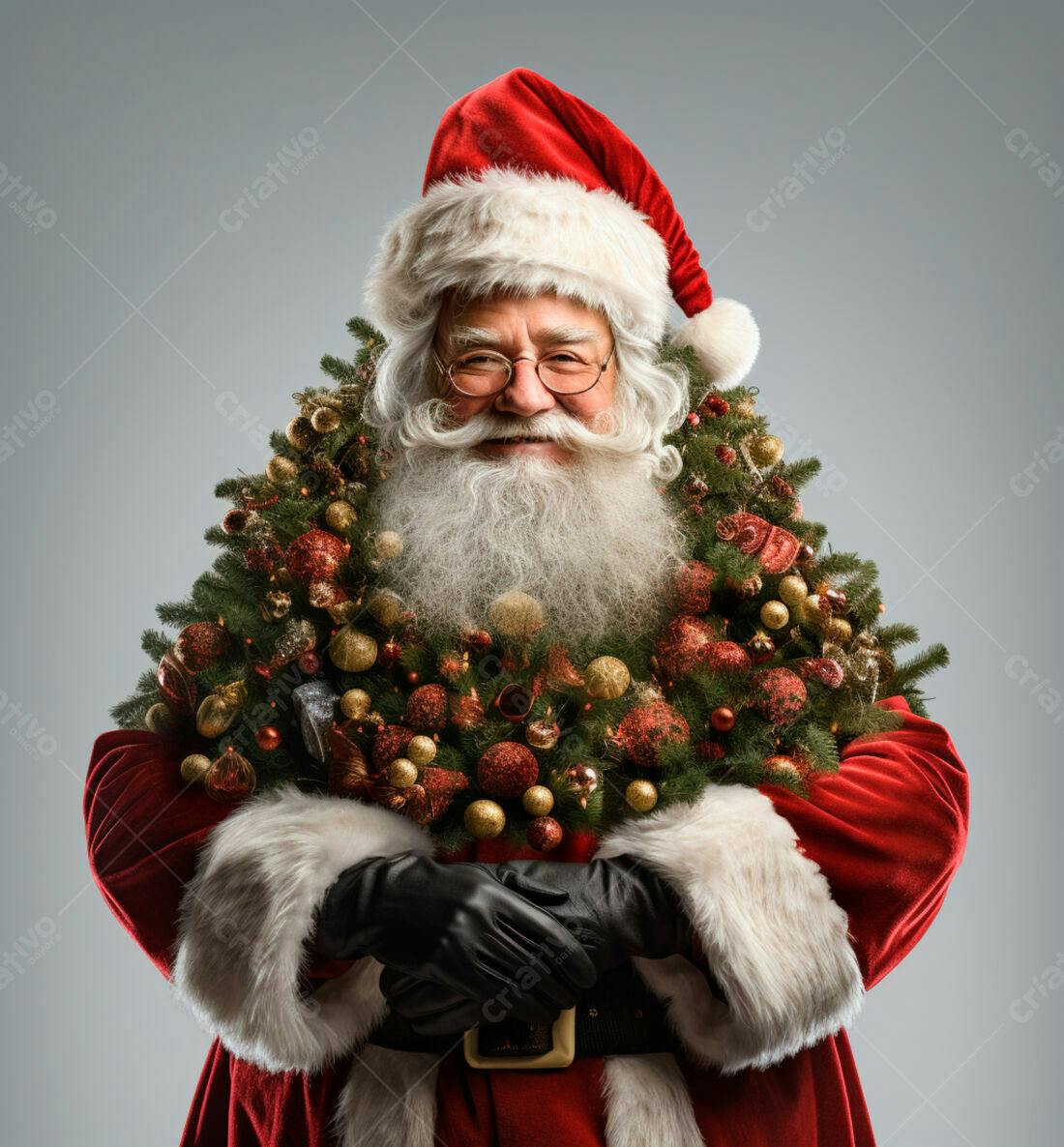Papai Noel com Árvore de Natal no Natal