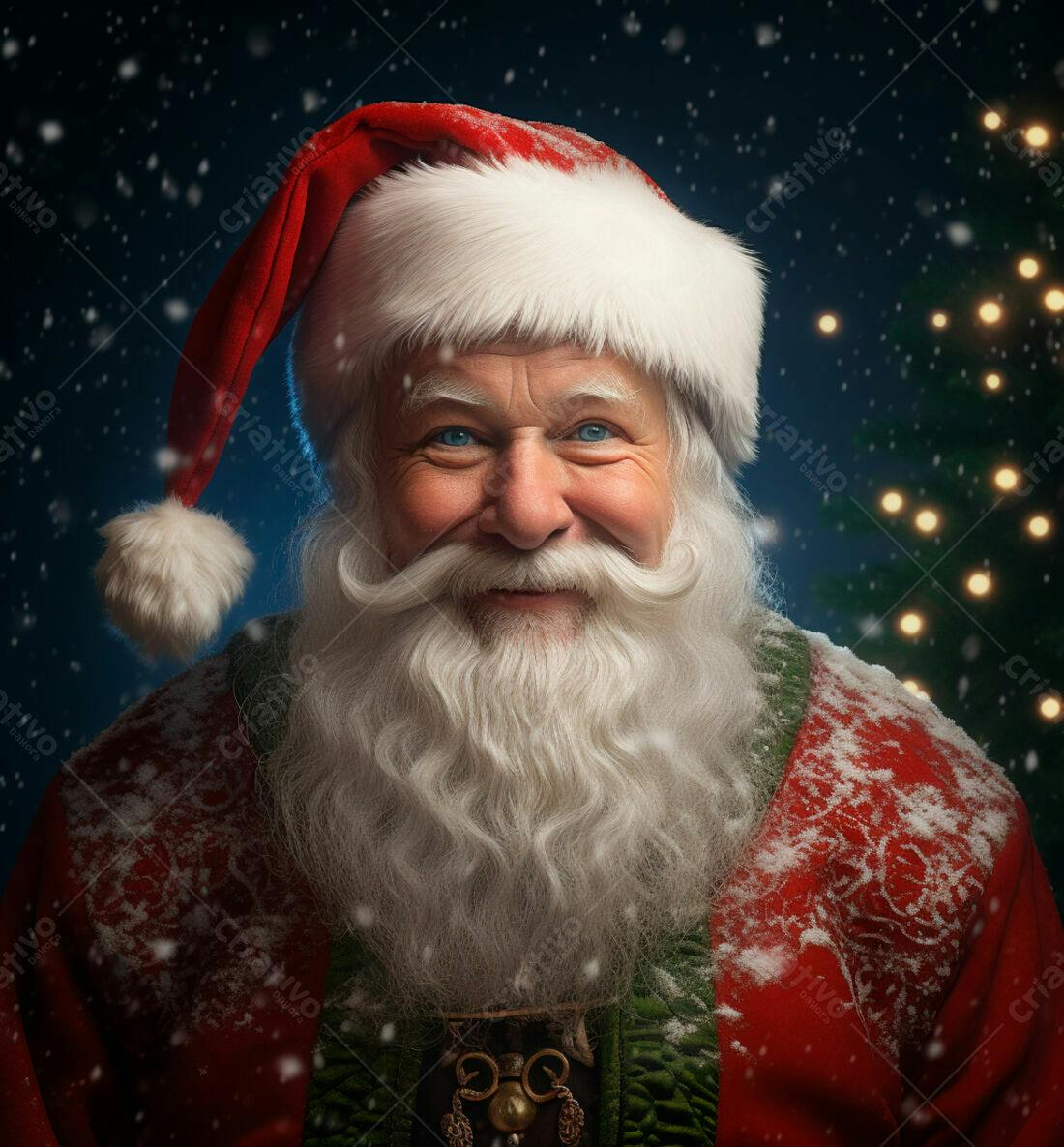 Papai Noel sorrindo fundo natalino