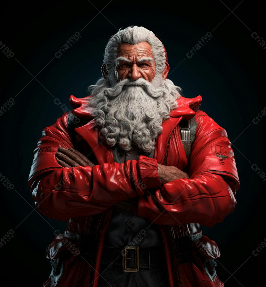 Papai Noel estiloso jaqueta vermelha