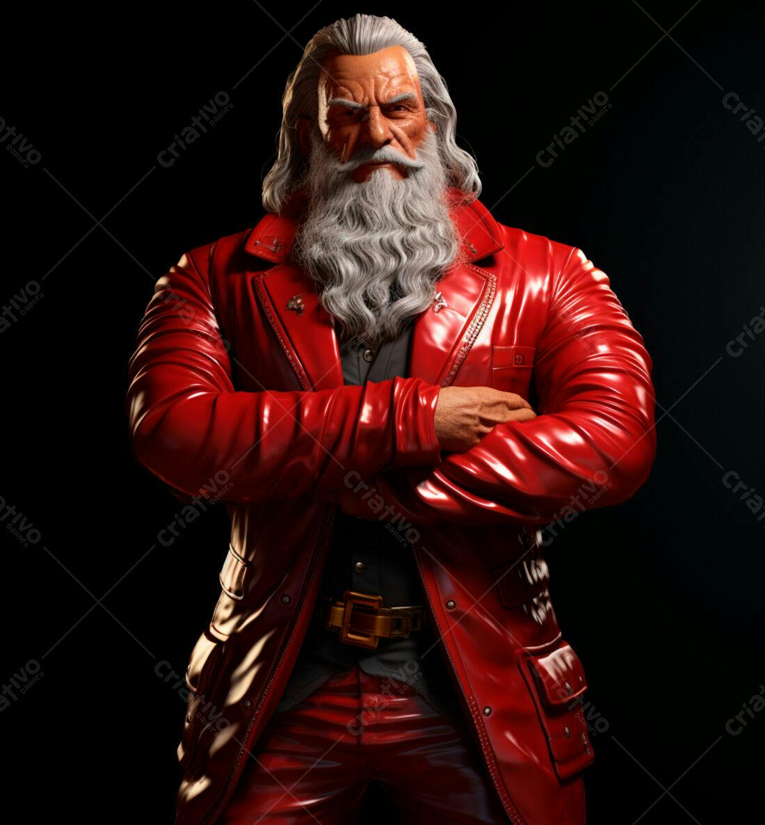Papai Noel estiloso em jaqueta vermelha