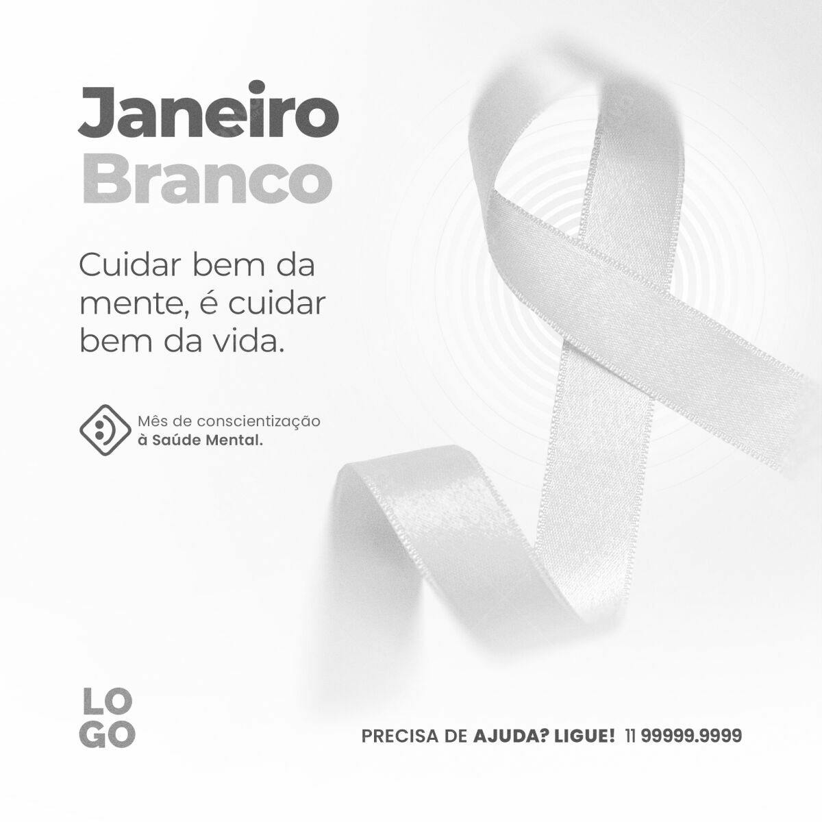 Post para Janeiro Branco PSD Editável