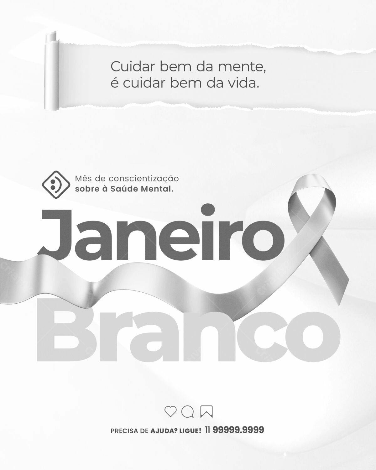 Post para Janeiro Branco PSD Editável