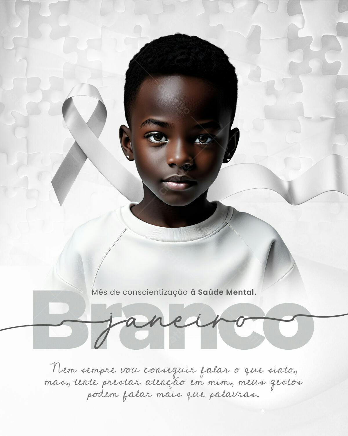 Flyer Janeiro Branco Saúde Mental PSD Editável