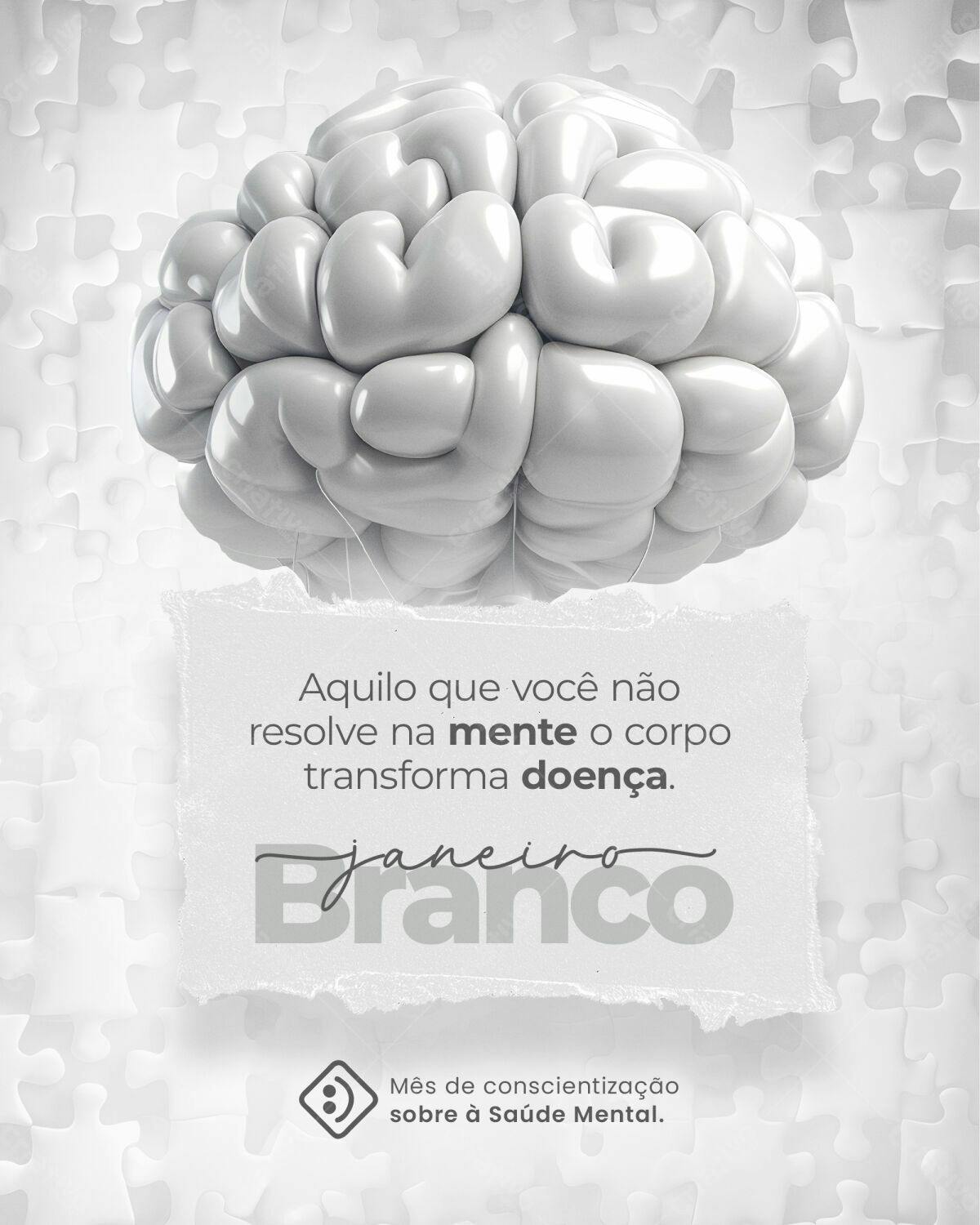 Flyer Janeiro Branco Saúde Mental PSD Editável