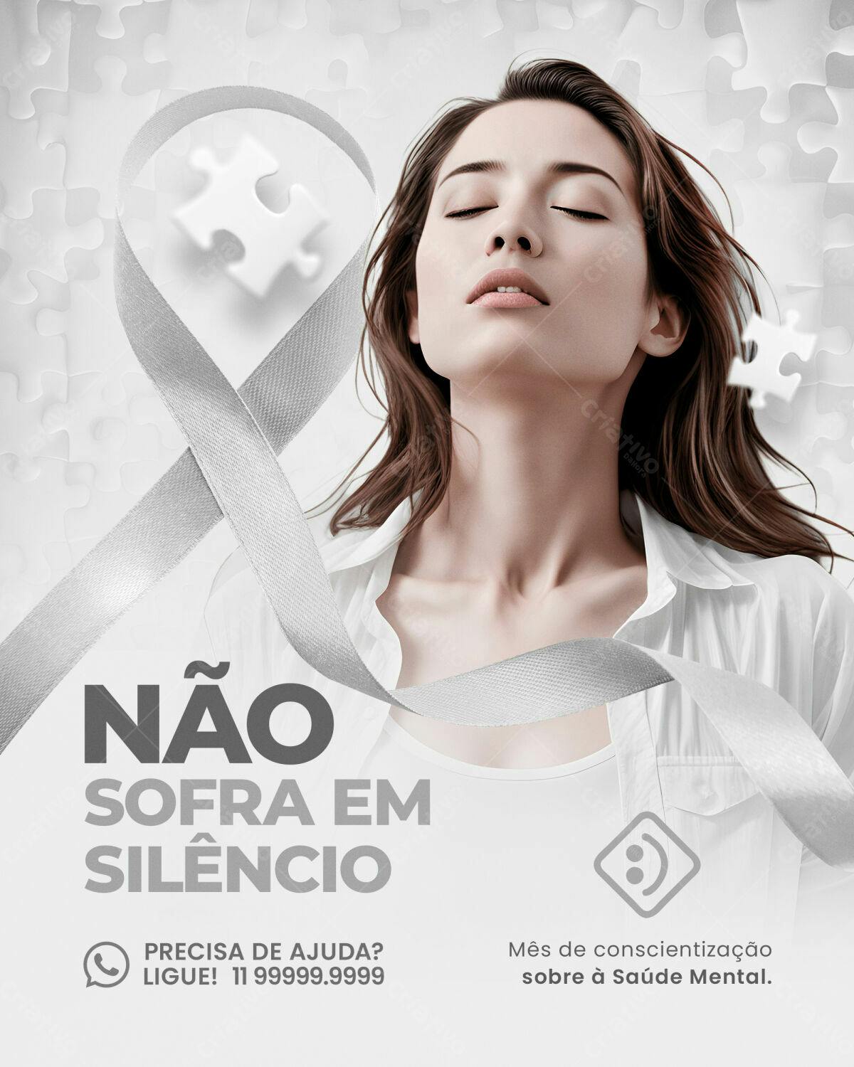Flyer Conscientização Saúde Mental PSD Editável