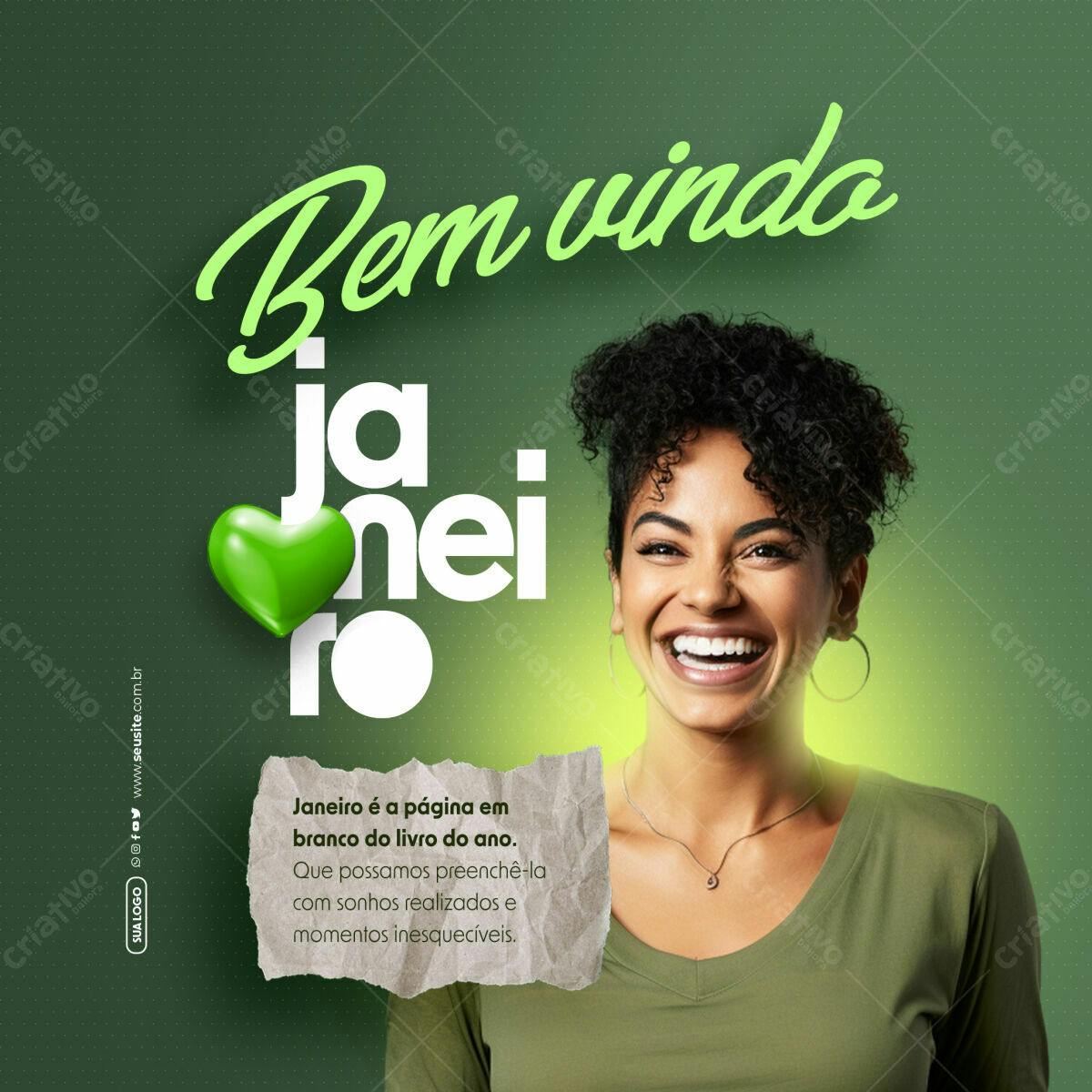 Postagem Boas Vindas Janeiro PSD Editável