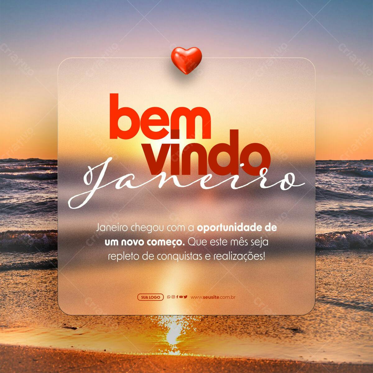 Postagem Boas Vindas Janeiro PSD Editável