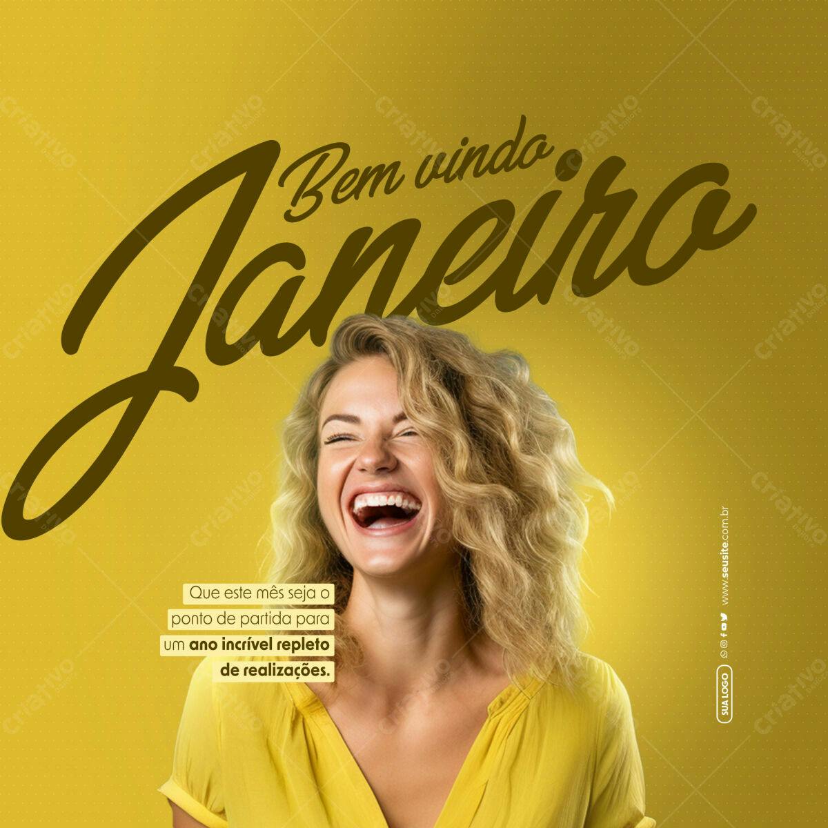 Post para Boas Vindas Janeiro PSD Editável