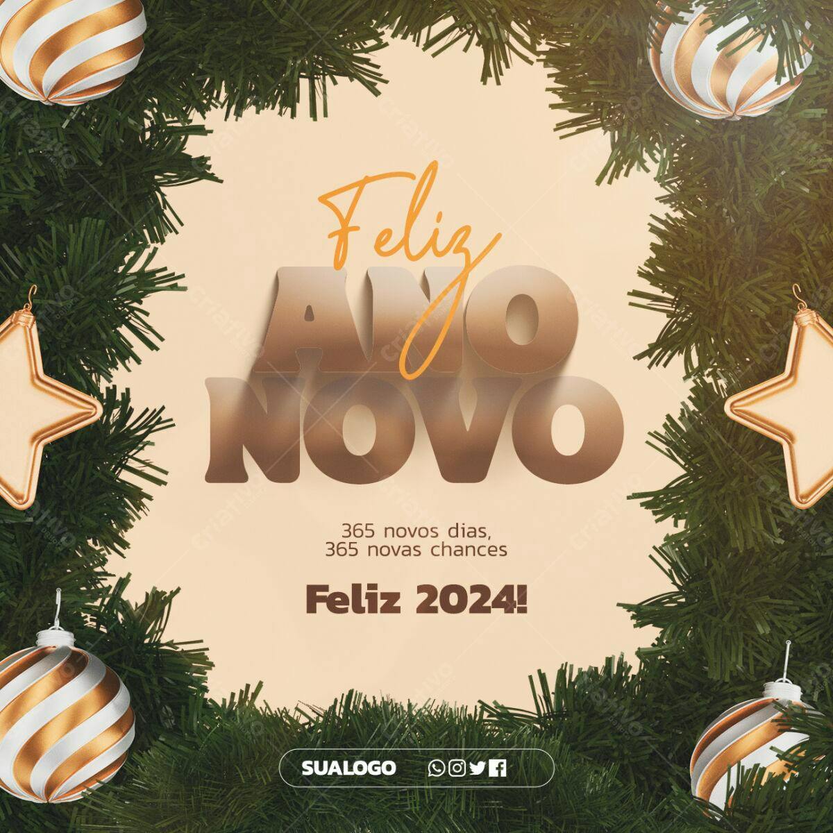 Postagem Feliz Ano Novo PSD Editável