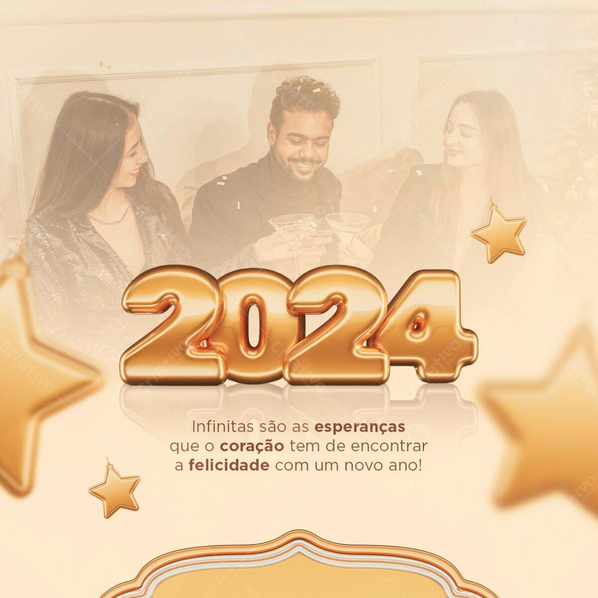 Post para Ano Novo 2024 PSD Editável