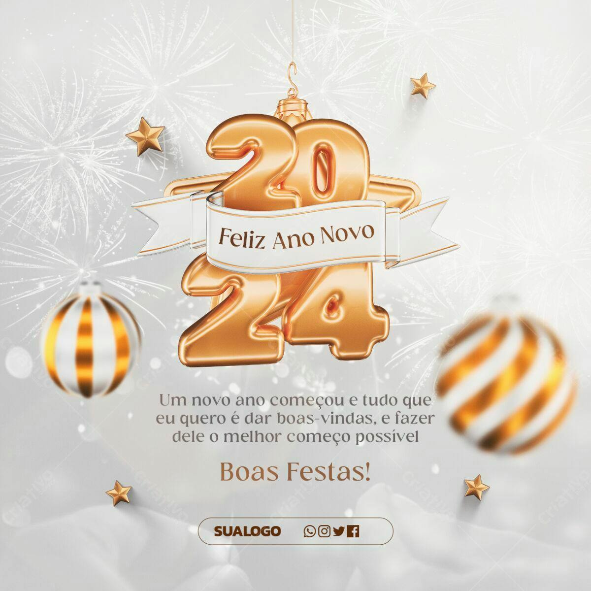 Postagem Ano Novo 2024 PSD Editável