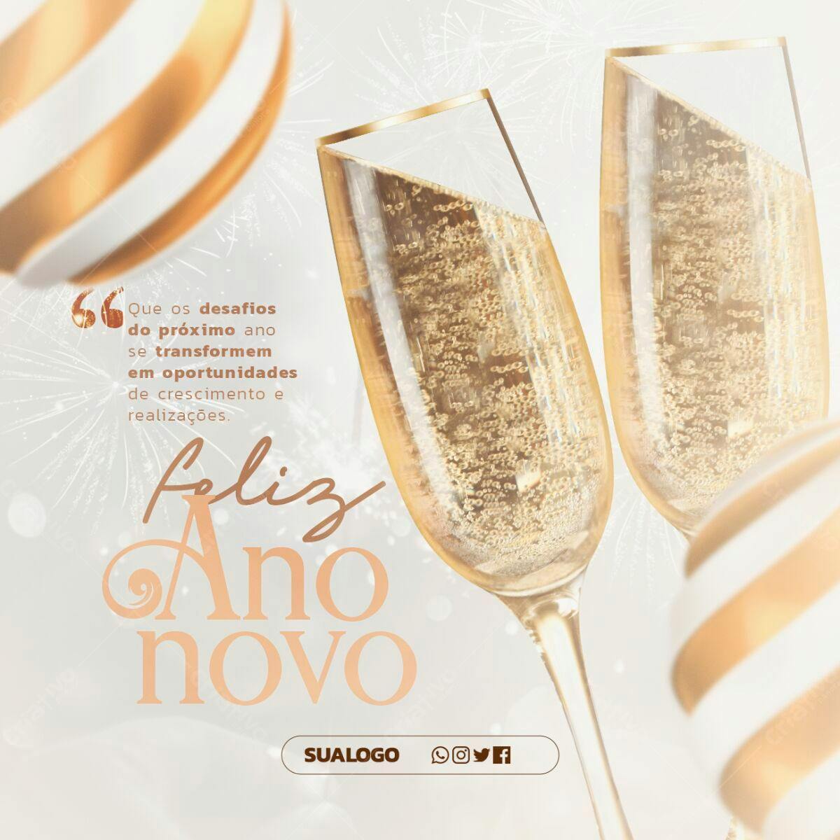 Flyer Feliz Ano Novo PSD Editável