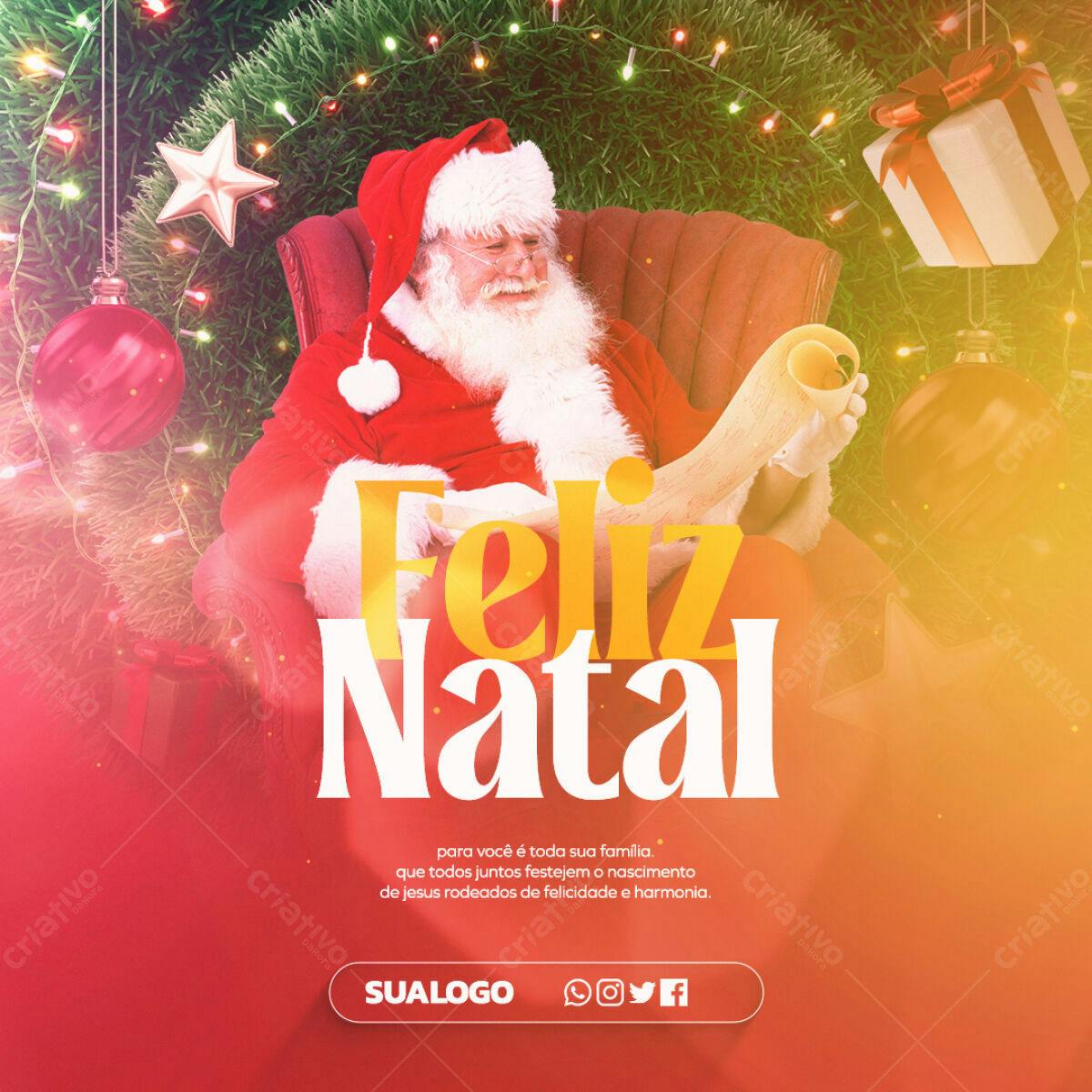 Postagem Natalina Feliz Natal PSD Editável