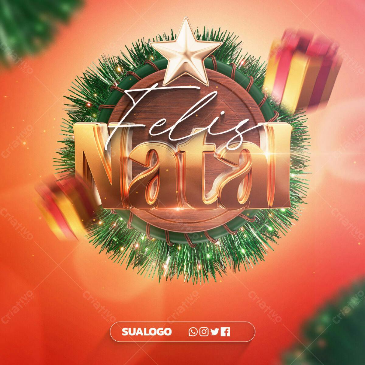 Flyer Natalino com Design 3D PSD Editável