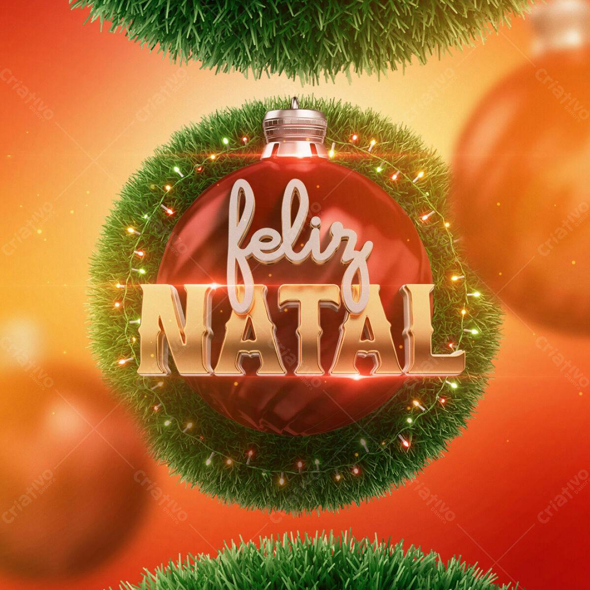 Enfeite Natalino Feliz Natal PSD Editável