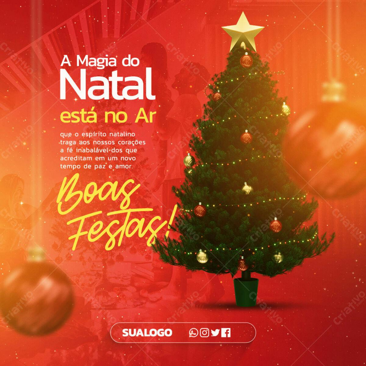 Postagem de Boas Festas Natal PSD Editável