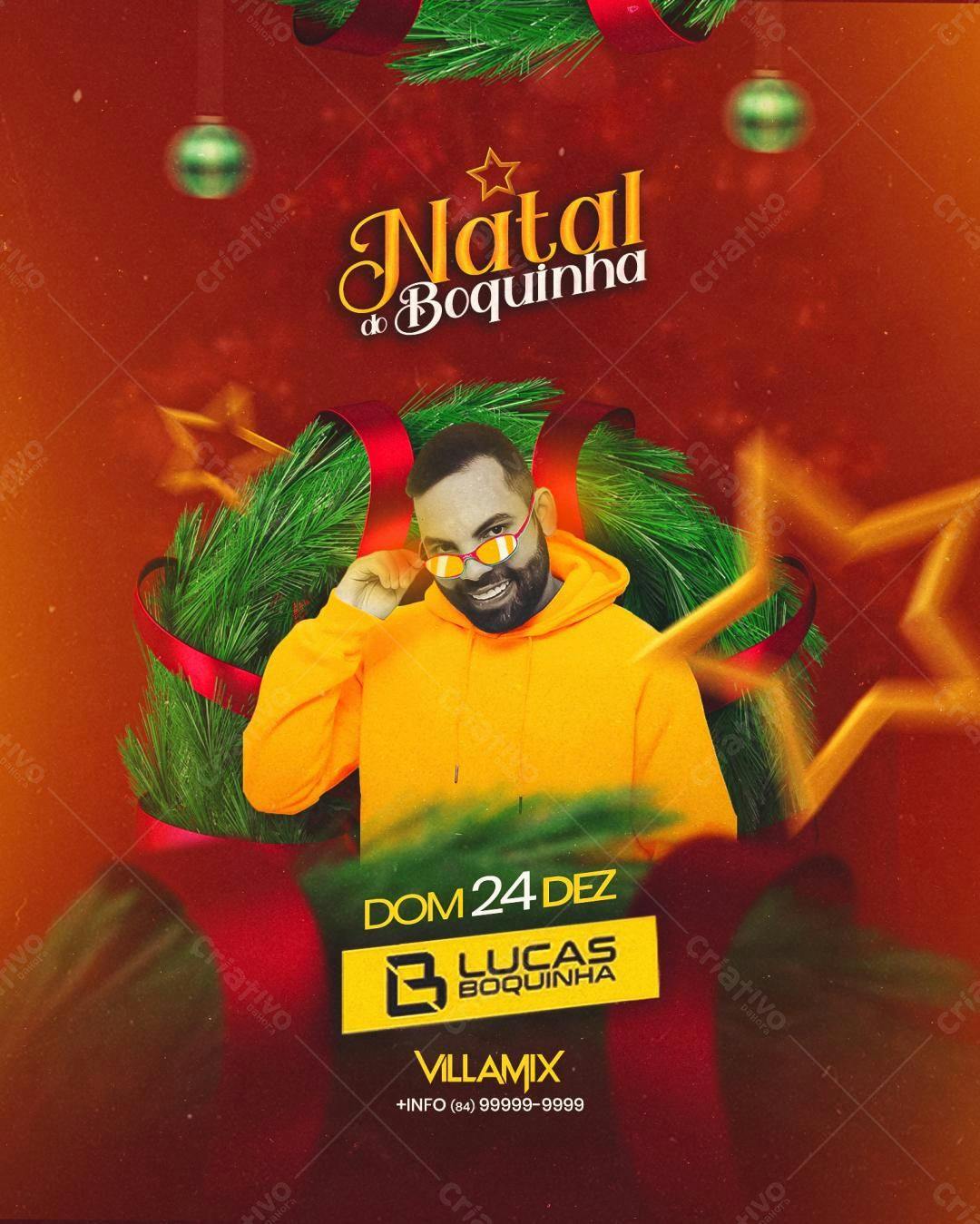 Flyer para Evento Natalino de Lucas Boquinha PSD Editável