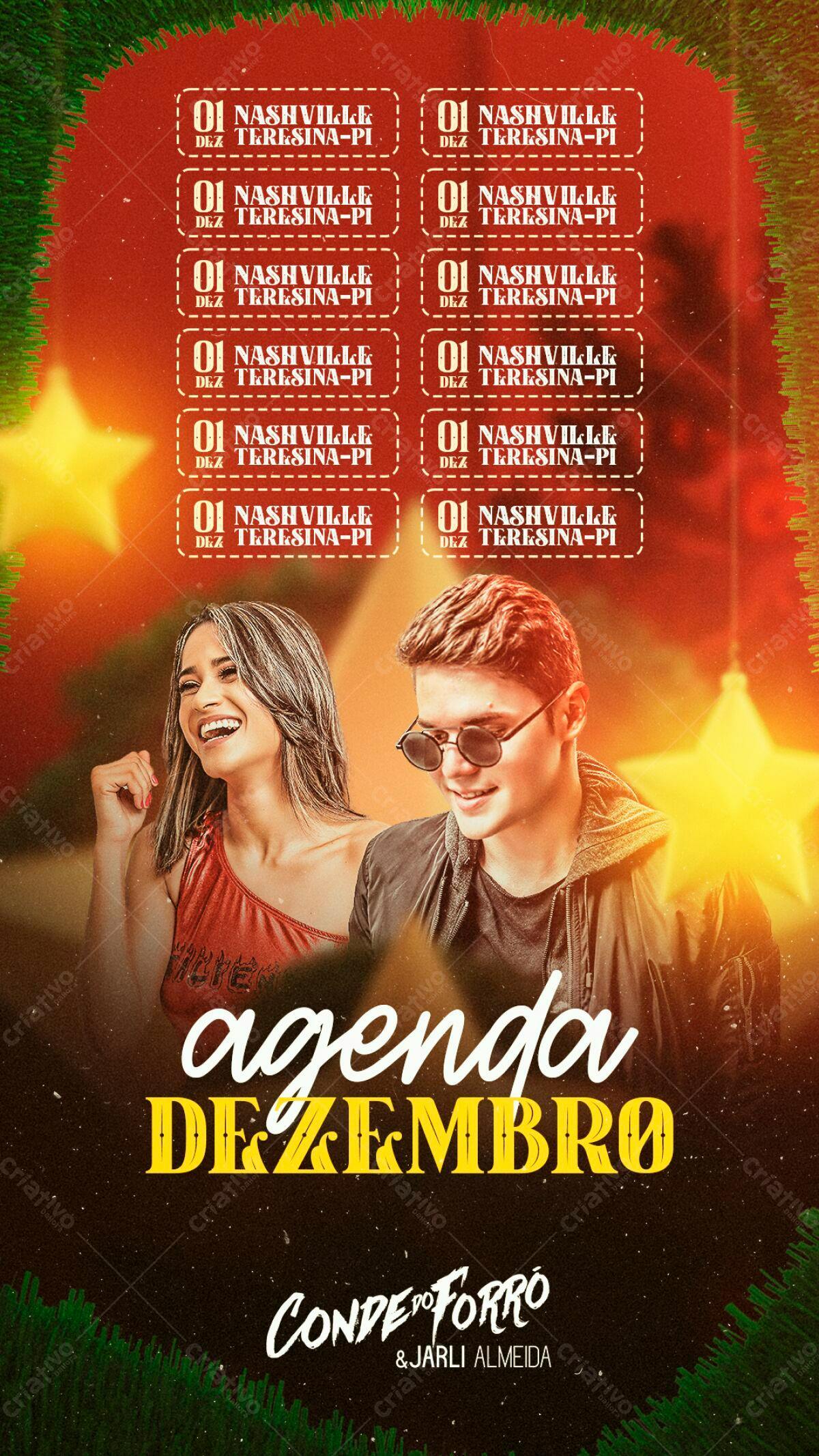Flyer para Show de Conde do Forró e Jarli Almeida PSD Editável