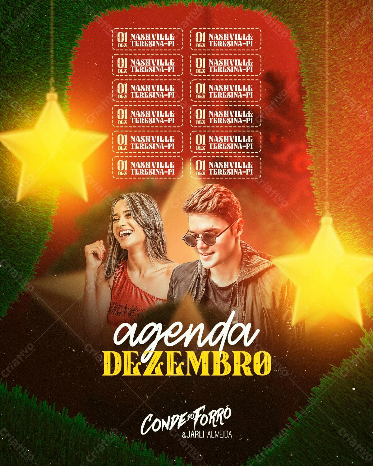 Flyer para Show de Forró em Dezembro PSD Editável