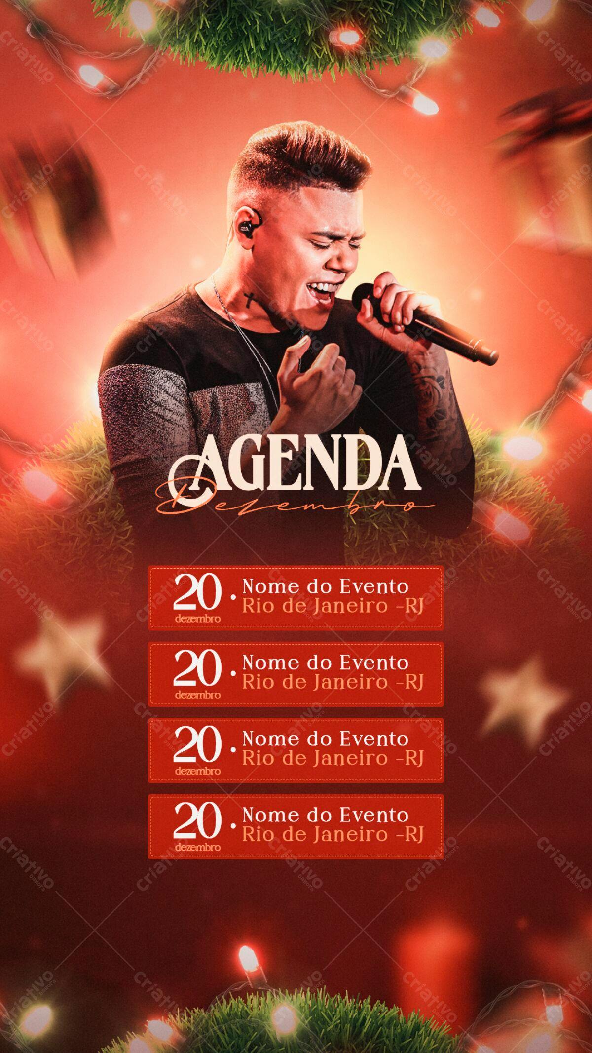 Flyer de Show de Música em Dezembro PSD Editável