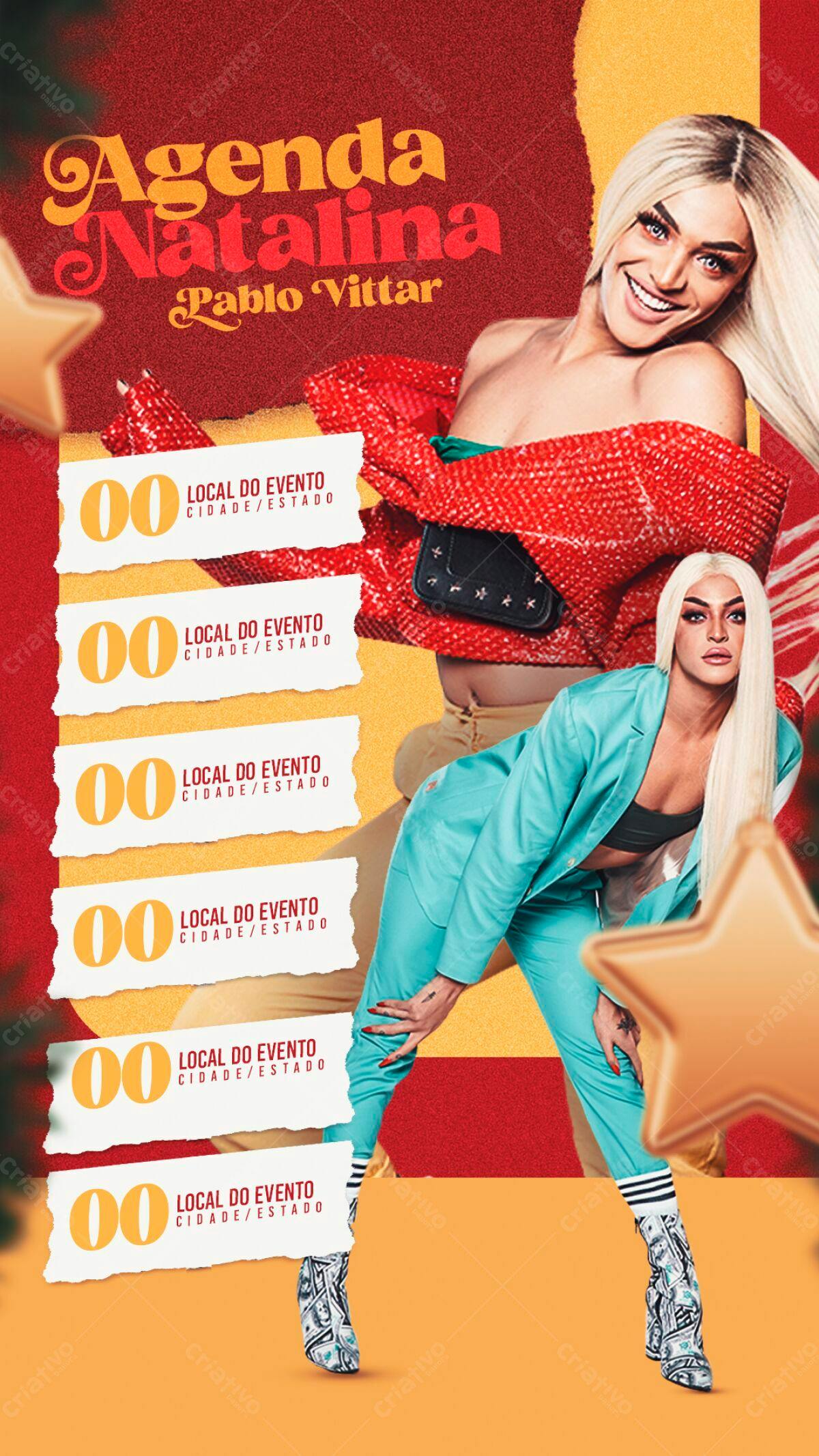 Flyer Agenda Natalina Pablo Vittar PSD Editável