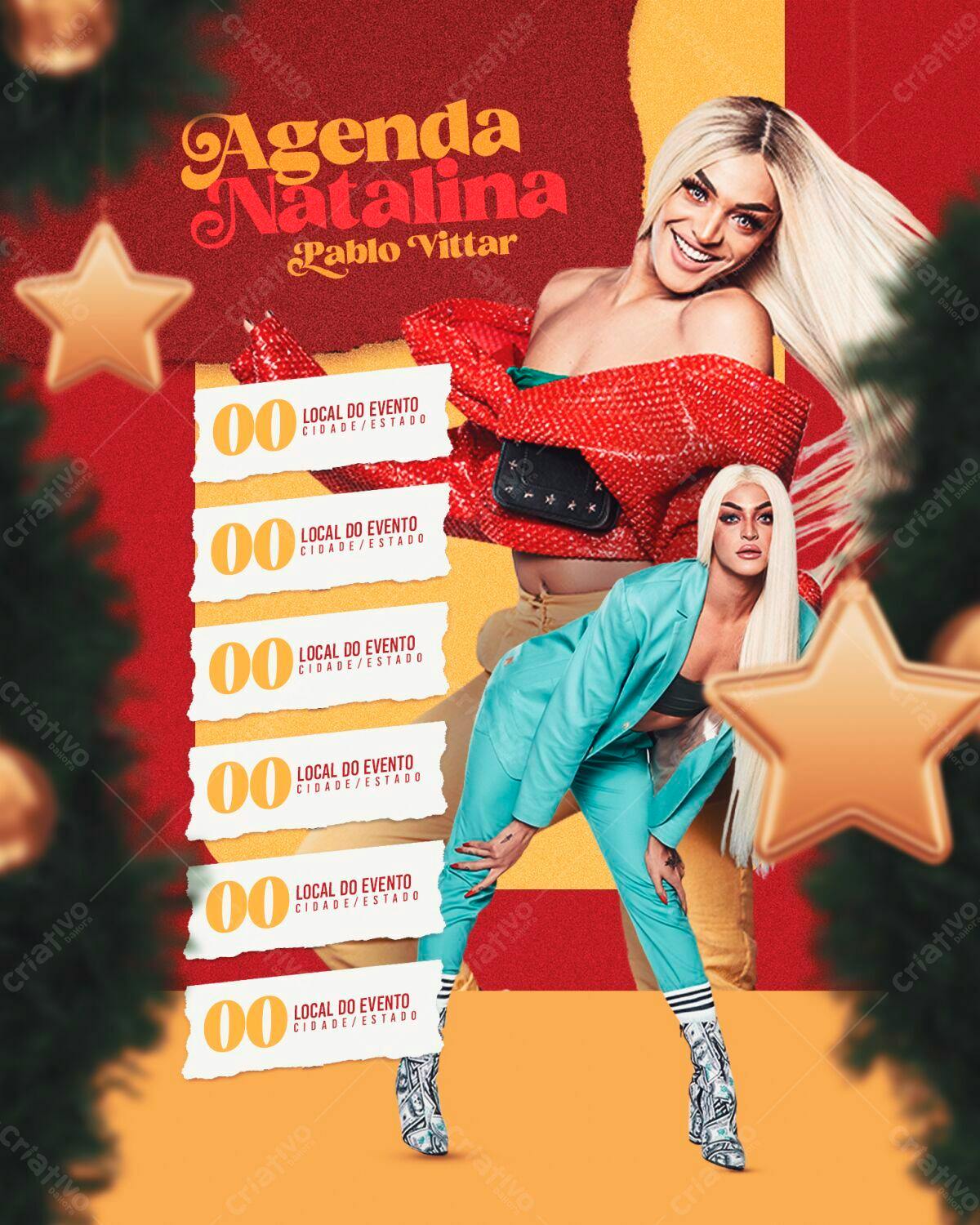 Flyer Agenda Natalina Pablo Vittar PSD Editável