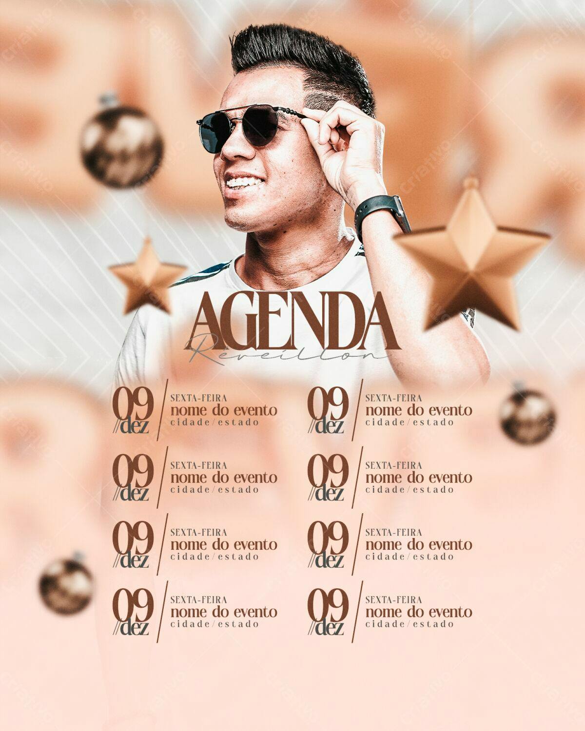Flyer Agenda de Réveillon PSD Editável