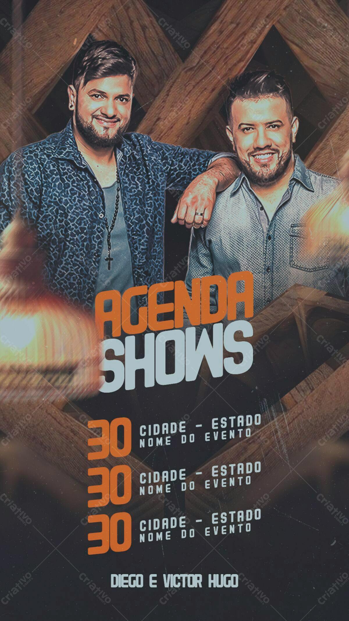 Flyer para Show Musical com Diego e Victor Hugo PSD Editável