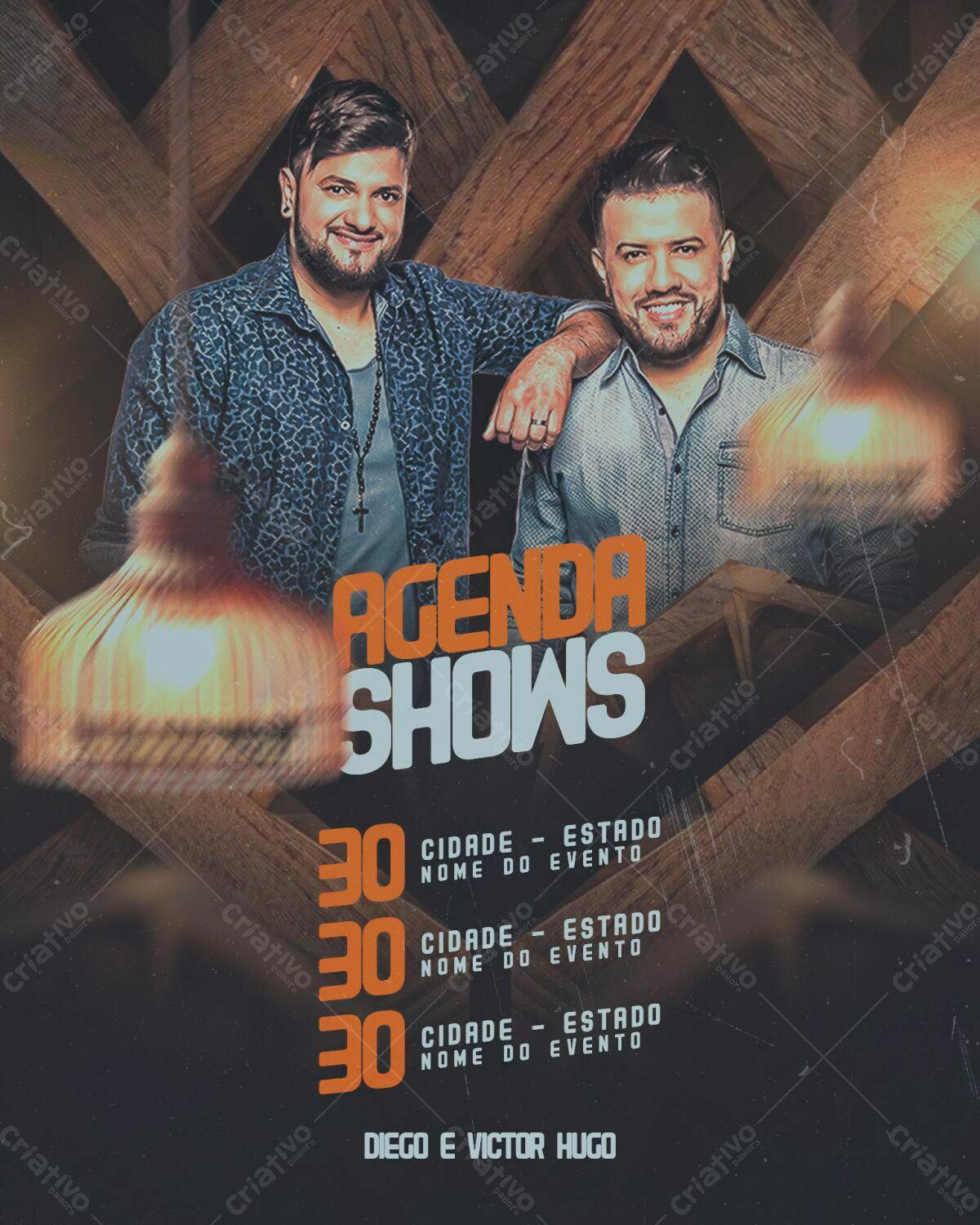 Flyer para Shows Musicais Diego e Victor Hugo PSD Editável