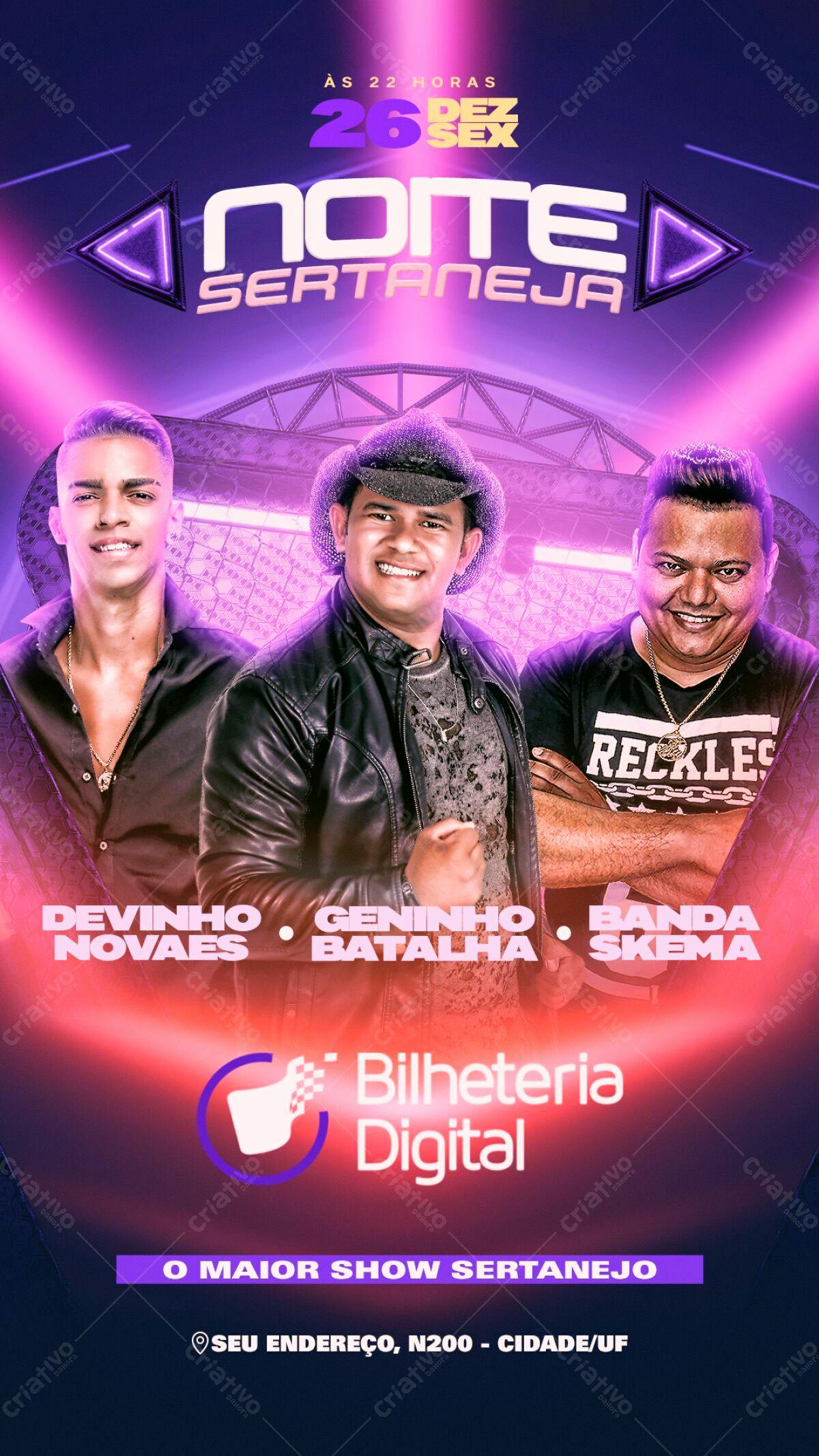 Flyer Noite Sertaneja PSD Editável