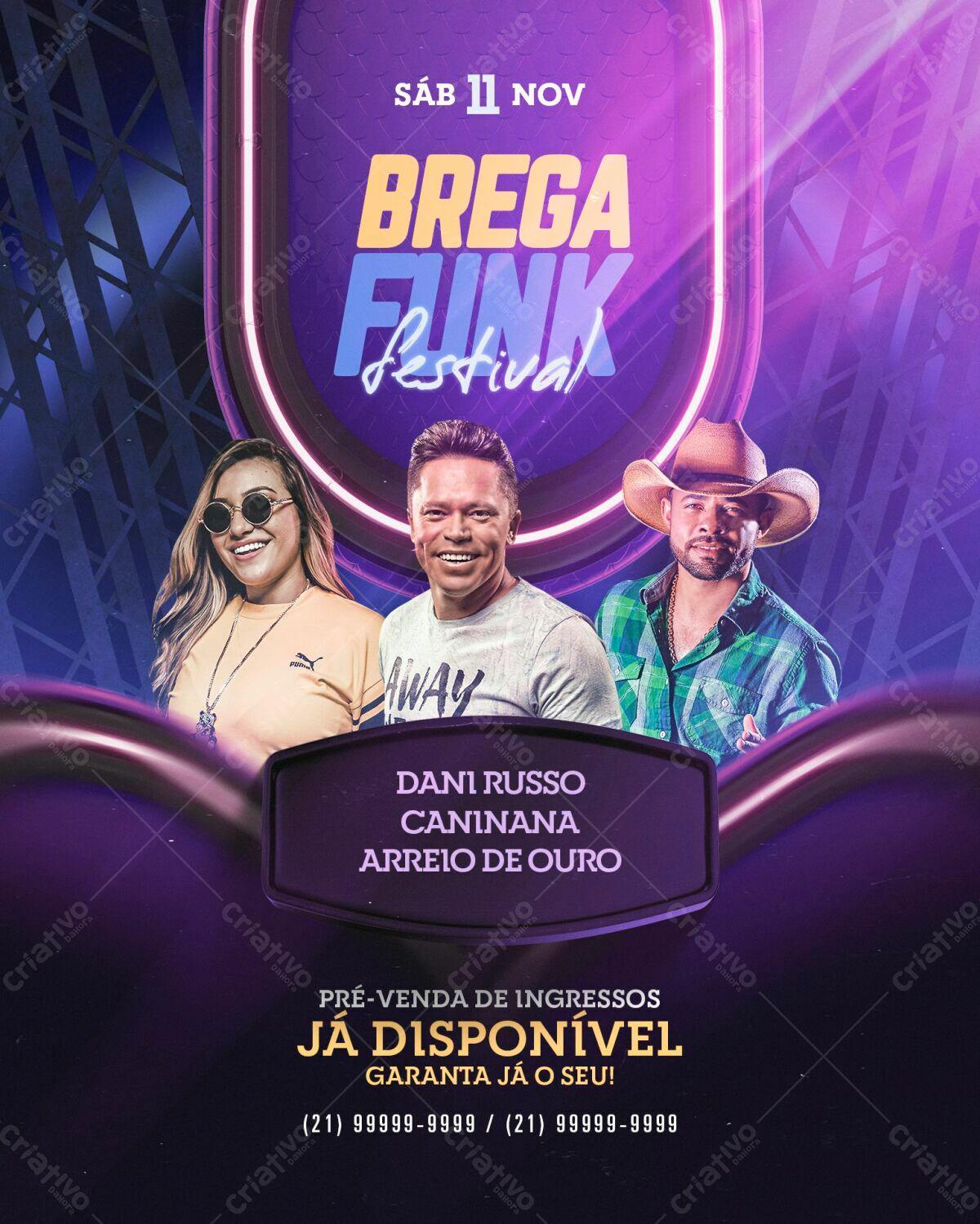 Flyer para Festival Brega Funk PSD Editável