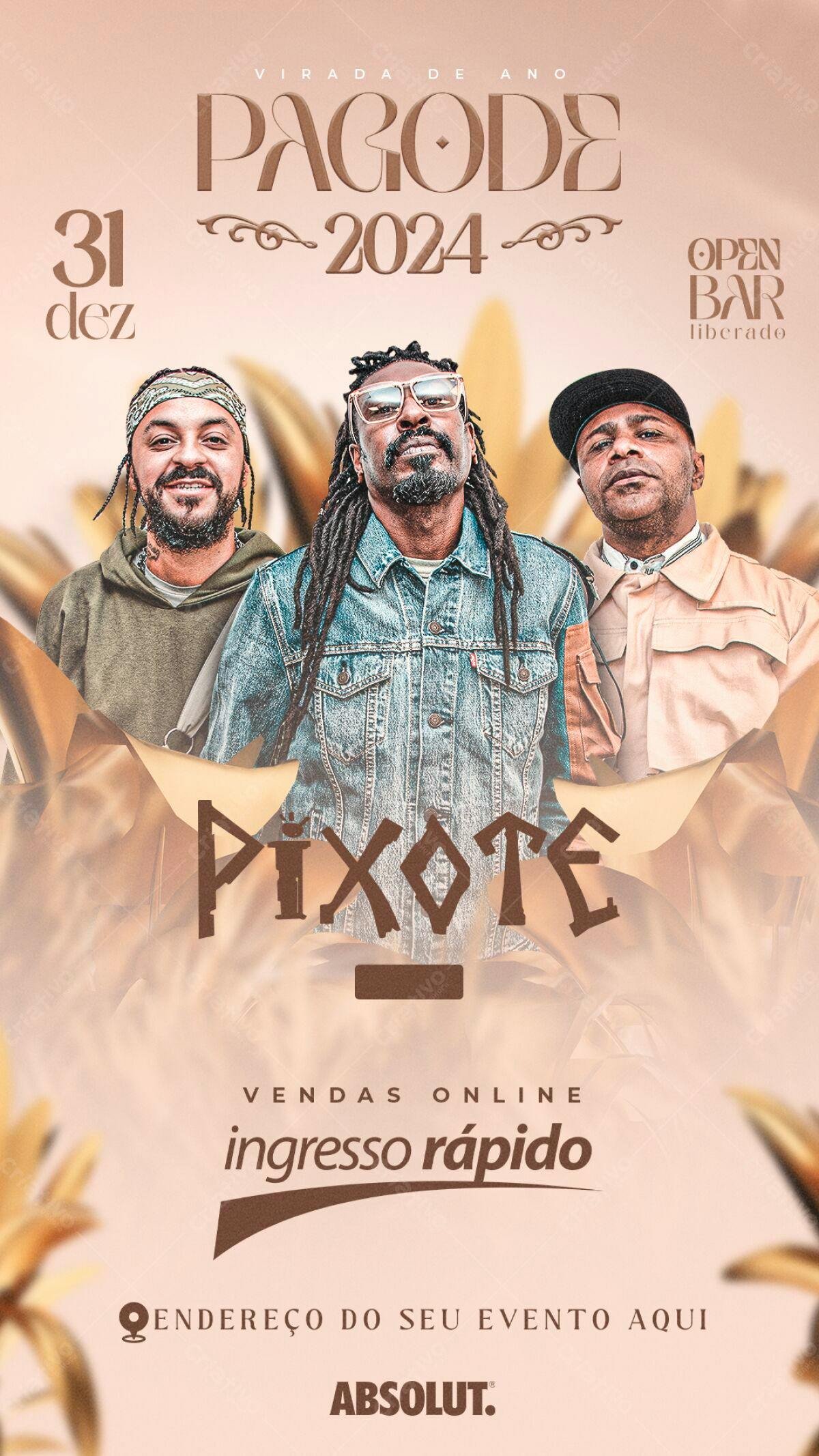 Flyer Pagode de Réveillon 2024 PSD Editável