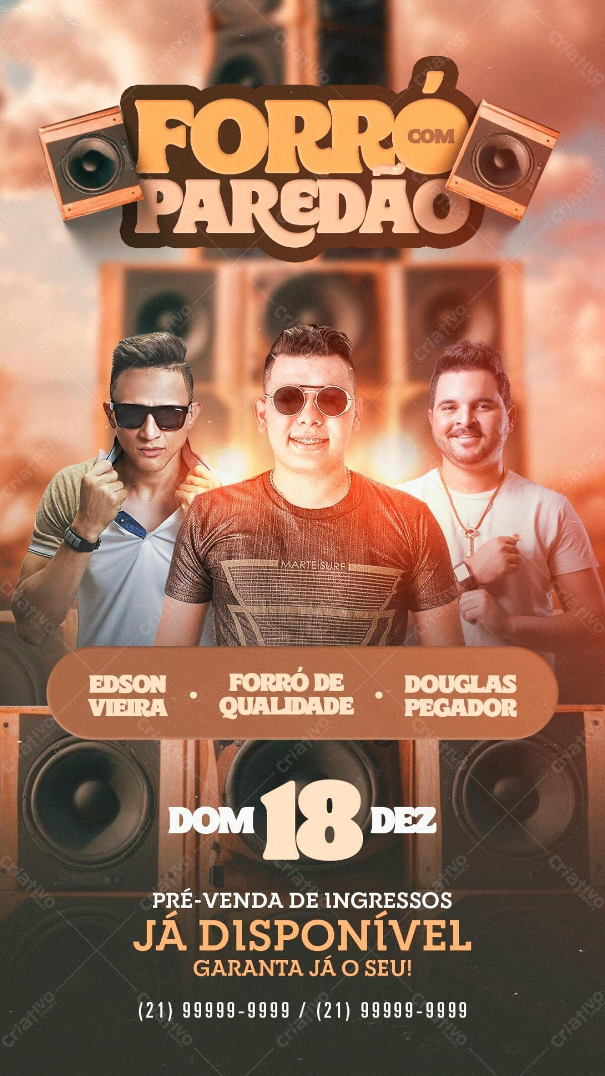Flyer Forró com Paredão PSD Editável